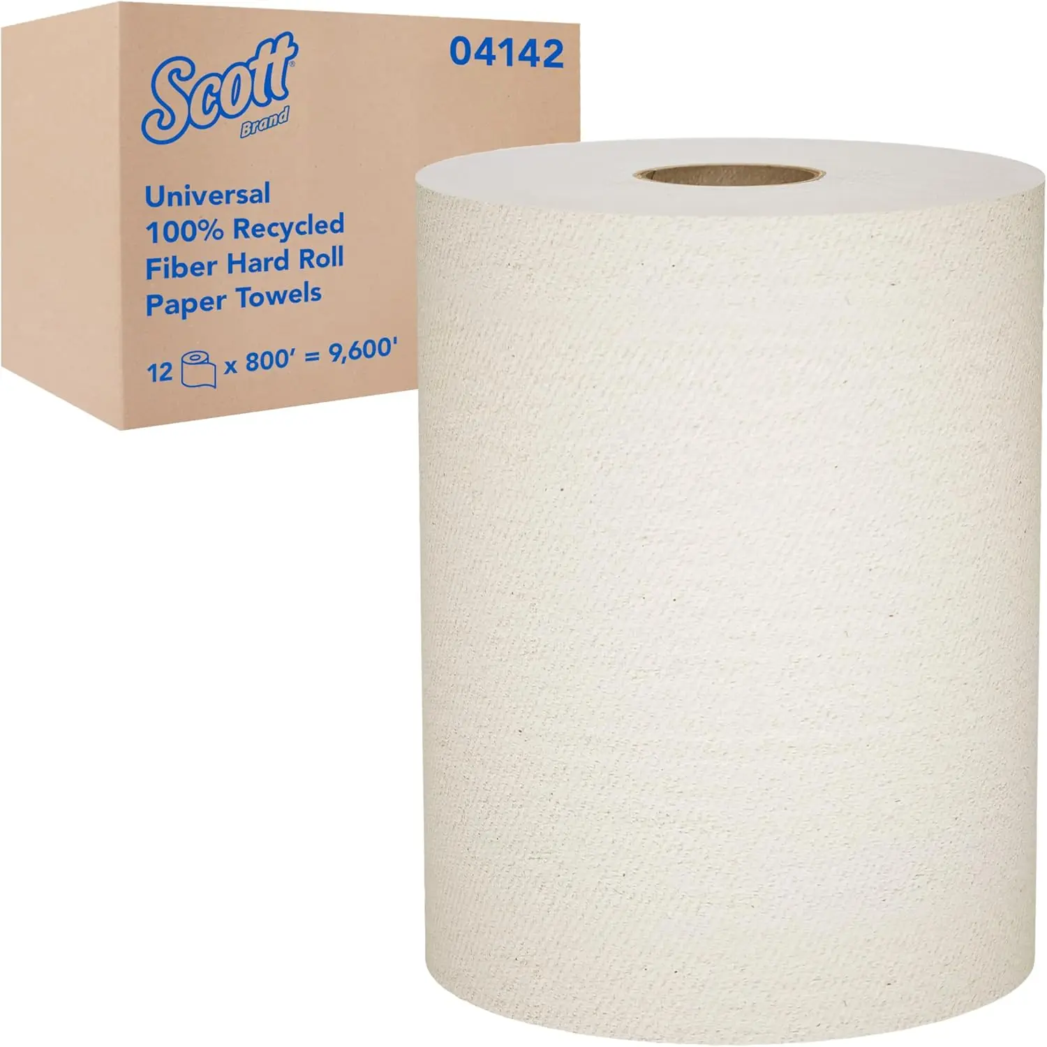 

Professional Recycled Fiber Hard Roll Paper Towels, Bulk 12 Rolls, Absorbent Compressed Brown Towels
