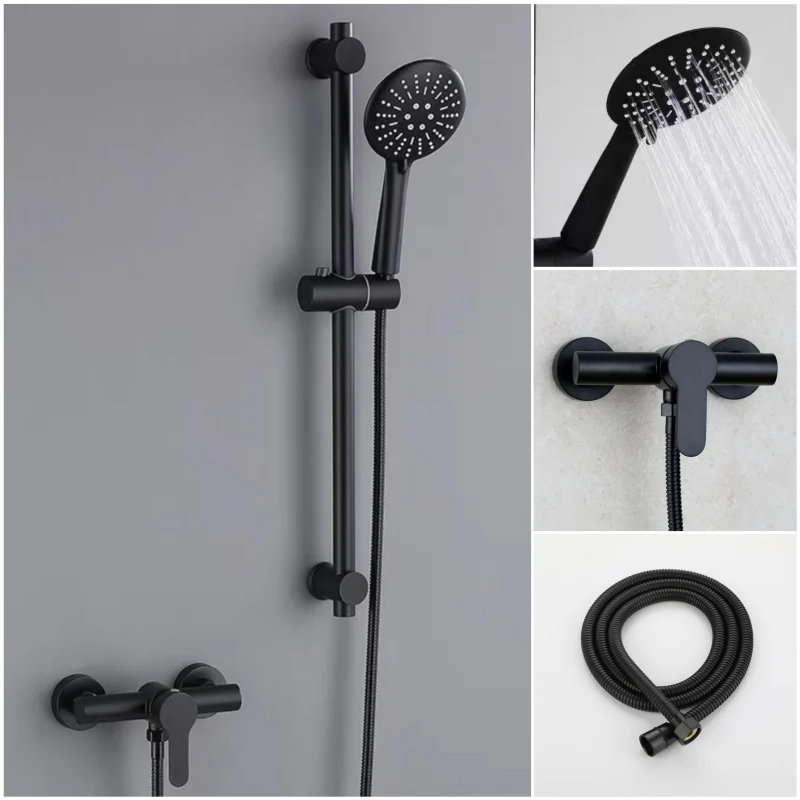 

Shower System Faucet Set 304 Stainless Steel Wall Mount Mixer Taps With Hand Held Shower Head Bathroom Mixer Tap Ducha Bathtub