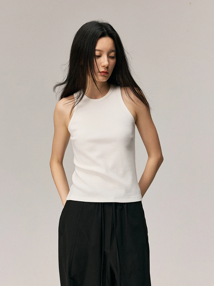 

INOUTQ2026 Новинка лета: Женский вязаный топ-жилет с круглым вырезом, облегающий, модный, для повседневной носки