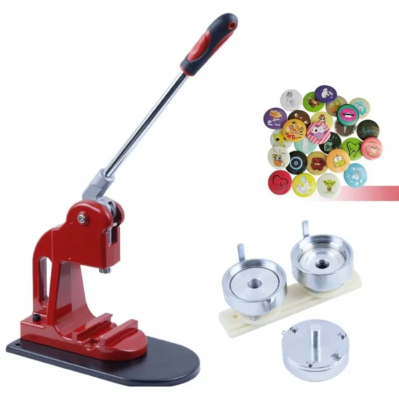 25‑75mm-diy-pin-badge-press-machine-set-red-button-badge-maker-kit-with-2-molds-circle-cutter-no-consumables-included