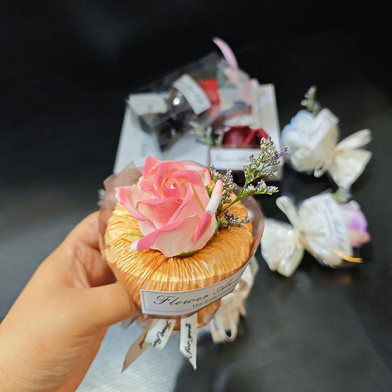 Valentine Day Birthday Gift Decor Mini Pocket-Meeting Small Bouquet Rose Sunflower Eternal Flower Artificial Flower Gift Box