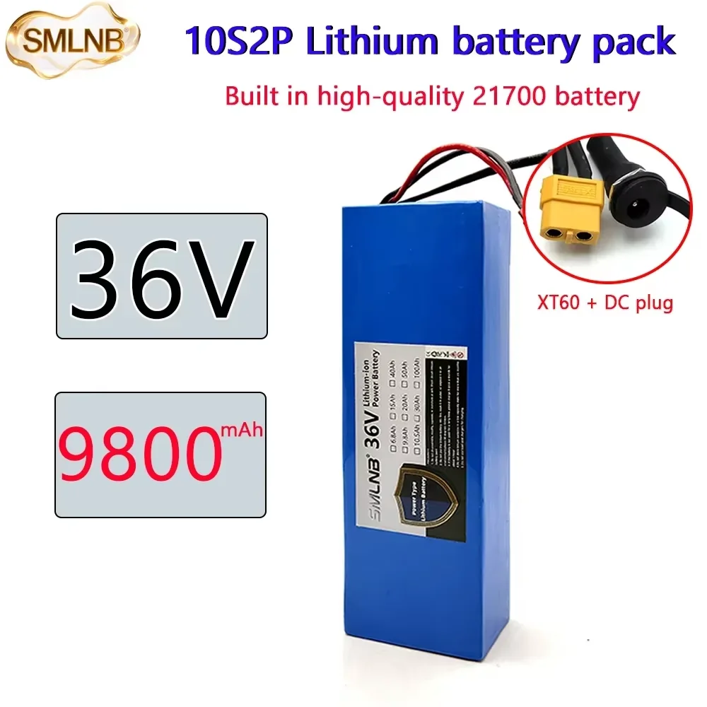 

21700 Lithium Battery Pack 36V 9800mAh Rechargeable Battery Built in BMS 10S2P For fishing bicycle Large Capacity Batteries
