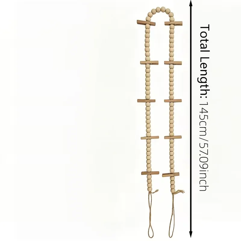 1/2/3pcs Boho Hanging Photo Display Wall Decor with Wooden Beads Clips Photo Storage Frame Home Decoration