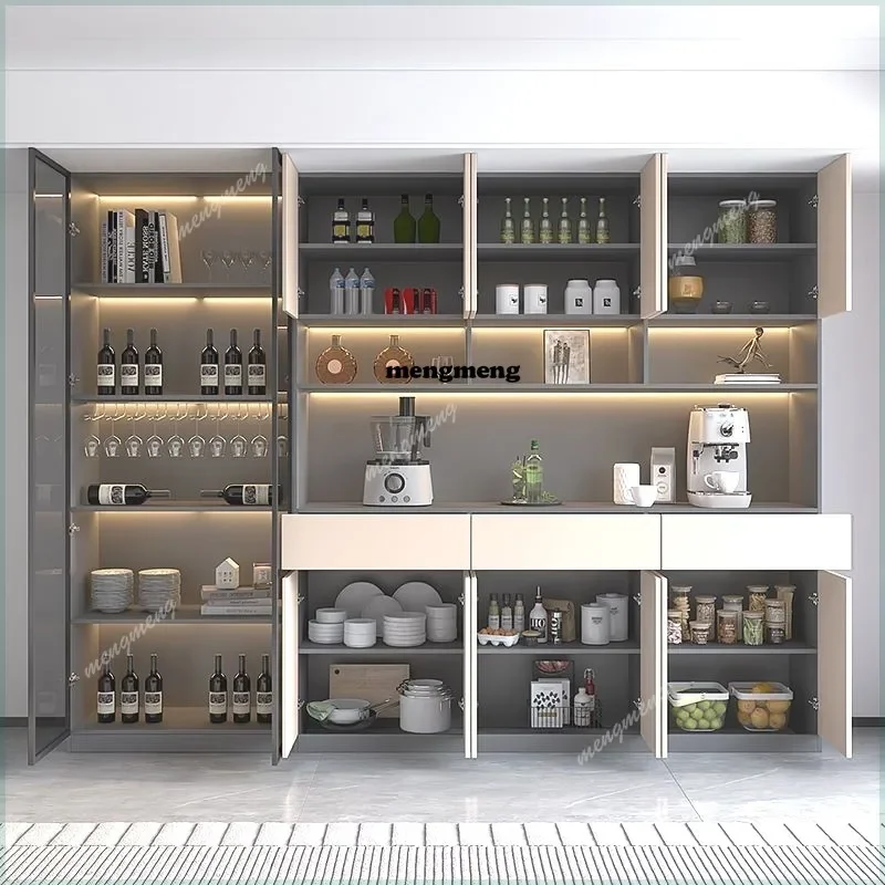 

Горячая распродажа: Высокий кухонный шкаф из массива дерева со встроенной стенкой, тумба для хранения с каменной столешницей для дома, гостиной, столовой.