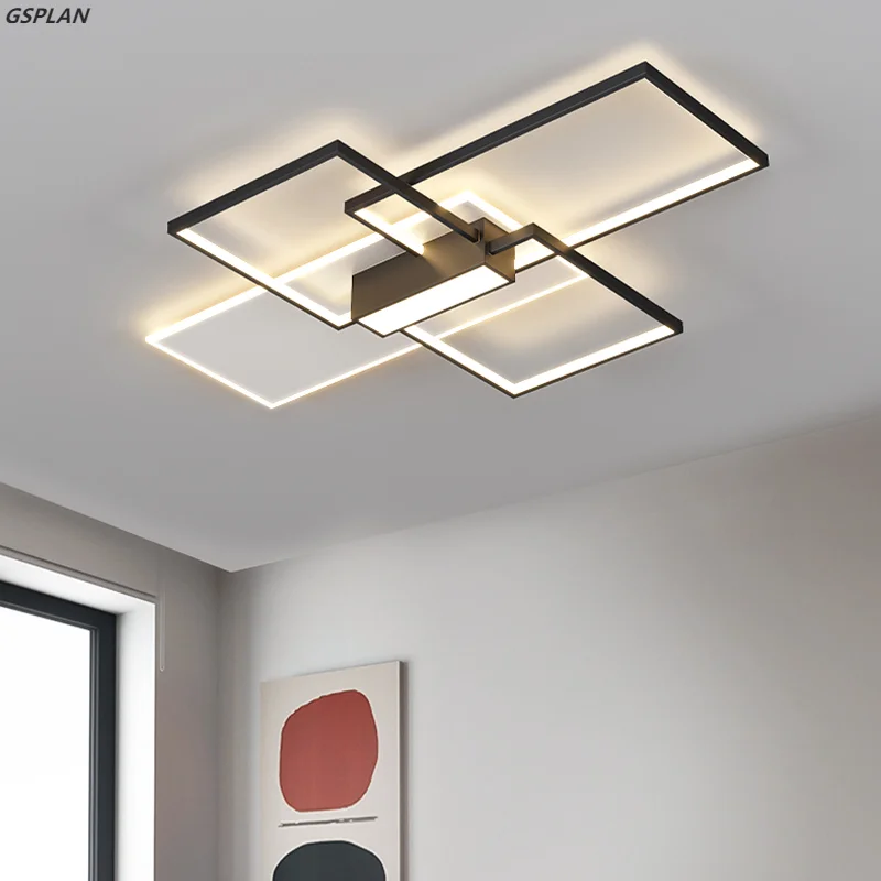 GSPLAN-Plafonnier LED au design moderne, éclairage d'intérieur, luminaire décoratif de plafond, avec télécommande, idéal pour un salon