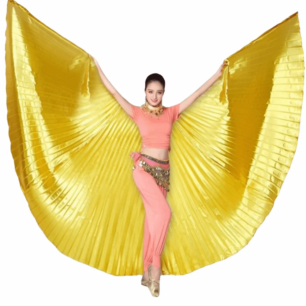 Creative Belly Dance Wing Prop Pleated with Telescopic Rod Large Performance Cape 360 Degree Soft Oriental Dance Props
