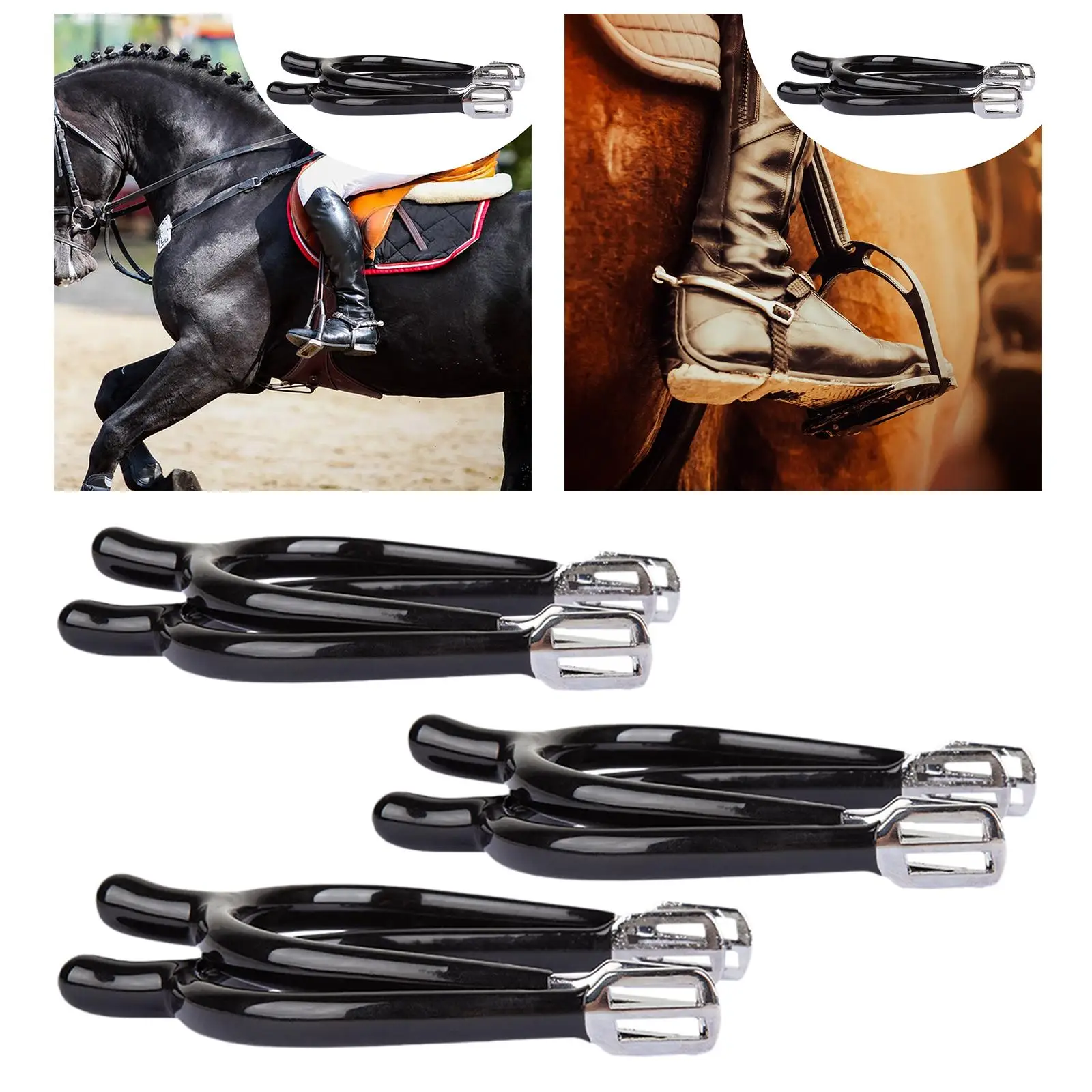 Horse Spurs Zinc Alloy Western Cowboy Design Boot Decoration for Training Competition Riding