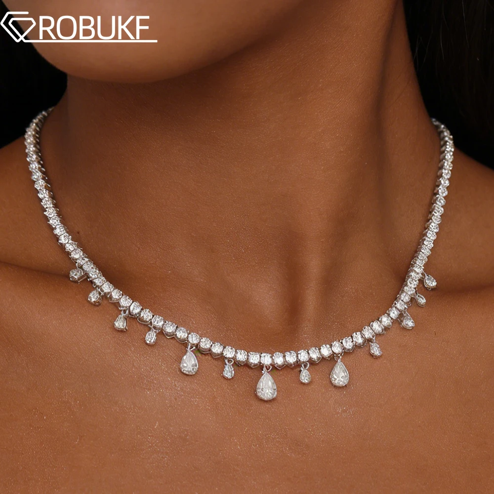 

Роскошное женское теннисное колье с 3 рядами муассанитов, овальный кулон-капля с градиентом, серебро S925, для свадьбы и торжеств