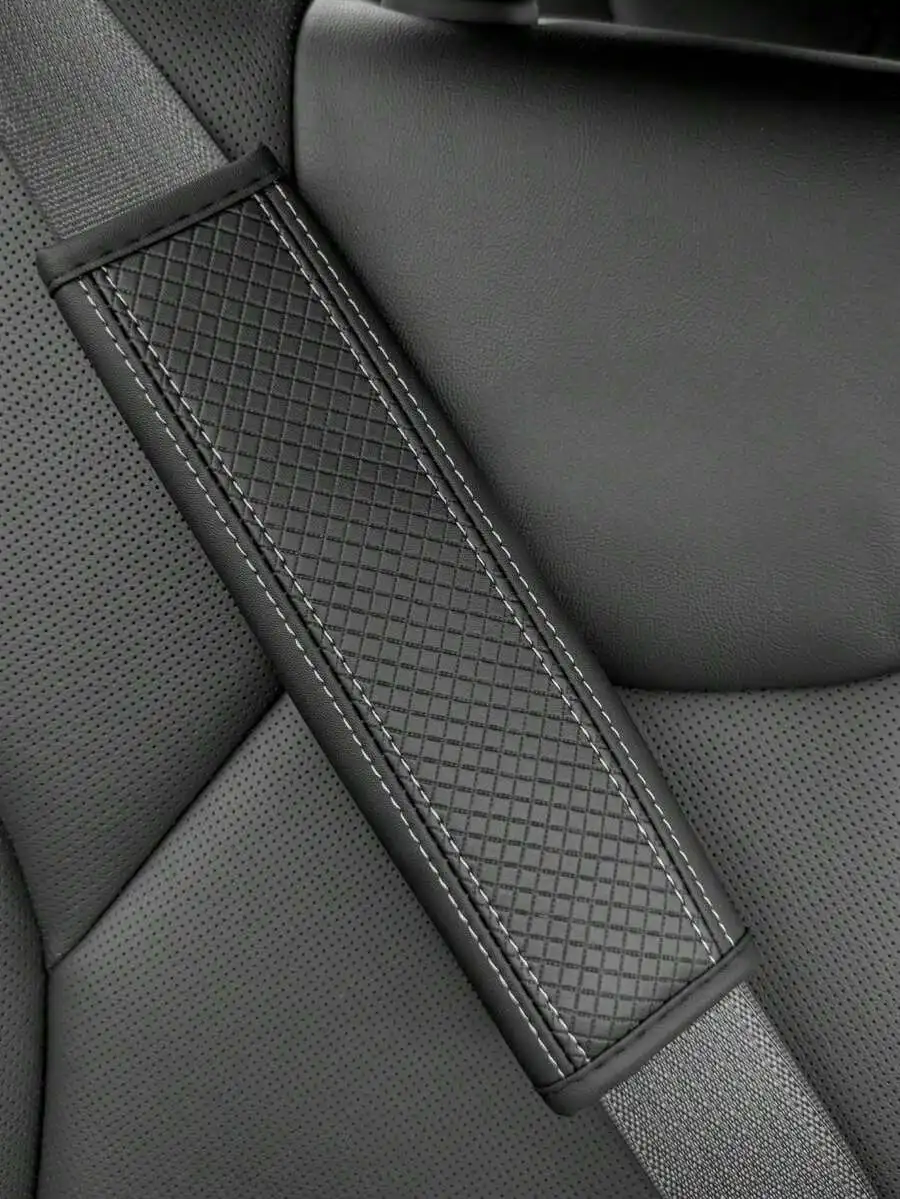 Car Seat Belt Shoulder Pad, Embossed Fiber & PU Leather, Universal Car Seat Belt Shoulder Pad, Suitable For All Year Round,Car