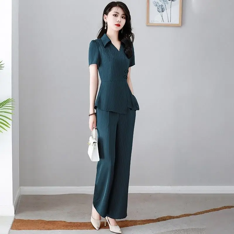 

Комплекты брюк для женщин, комплект из 2 предметов, деловой, удобный, в корейском стиле с рукавами, индивидуальный наряд, рекламные мешковатые брюки для женщин