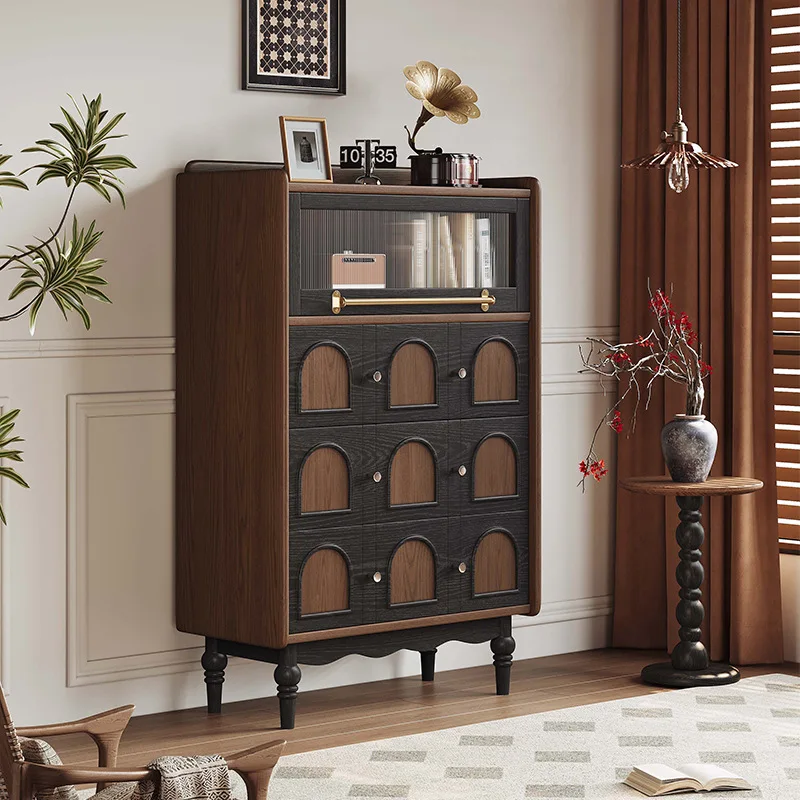 

Lulin Французский боковой шкаф из массива дерева Антикварный шкафчик для хранения Американский дизайнерский ящик для гостиной Обеденный боковой шкаф