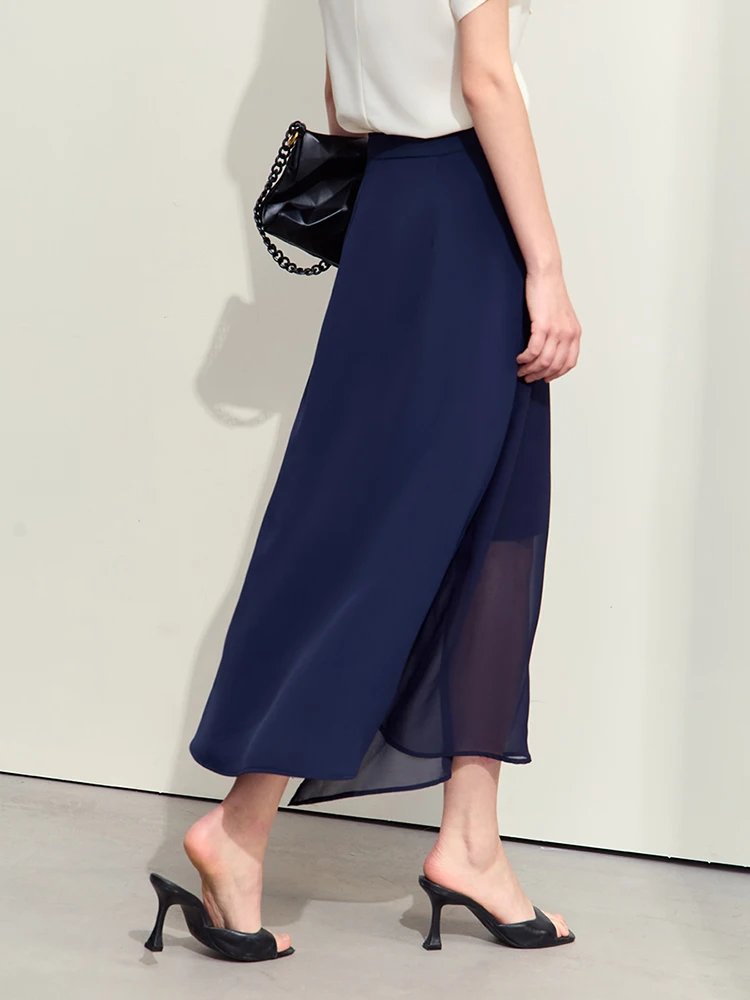 Amii Minimalism See-through Spliced Chiffon Skirts For Women 2024 Summer New Elegant Commuter Irregular Lap Piece Skirt 12442292