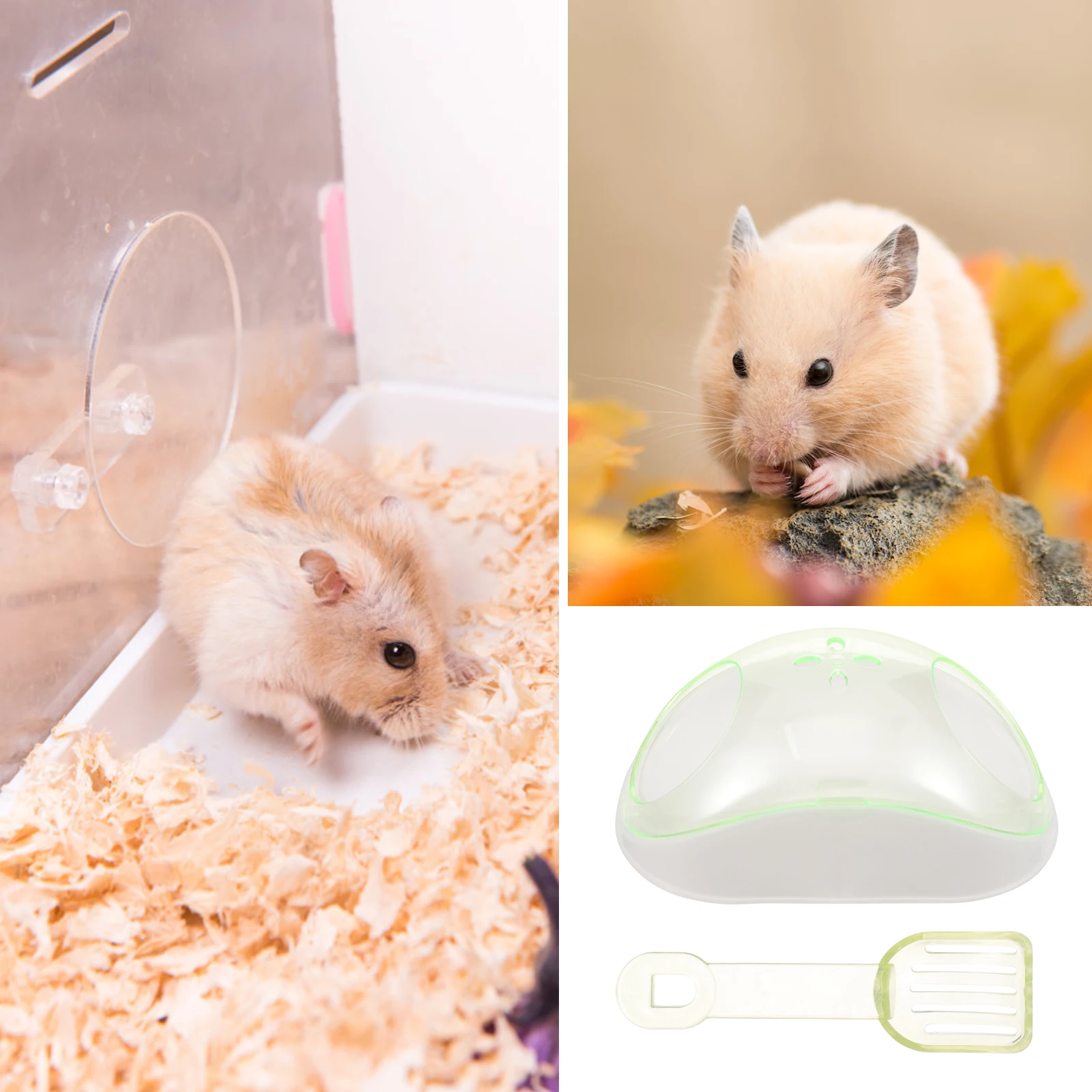 

Hamster Sand Bath Box Pet Tub Small Toilet Gerbil Plastic Transparent Animal Supplies Bath Space Green Random Shovel Color Deep