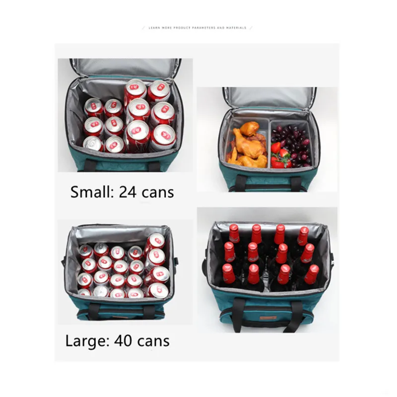 16/28L 40 Cans Cooler Handbag with Strap Picnic Bag Sac Isotherme Insulated Bag for Ice Beer Meal Container Lunch Bag DENUONISS