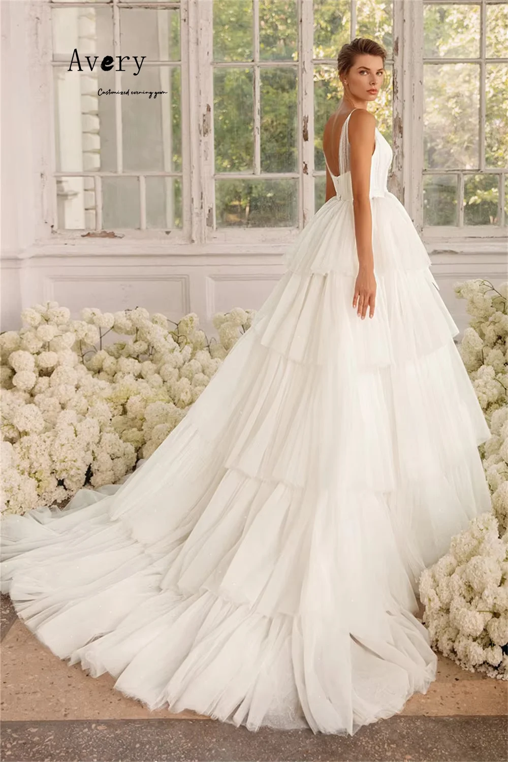 Avery personalizado blanco A-line encaje fuera del hombro lujosos vestidos de noche para mujer para eventos vestido de noche de lujo 2025 fiesta