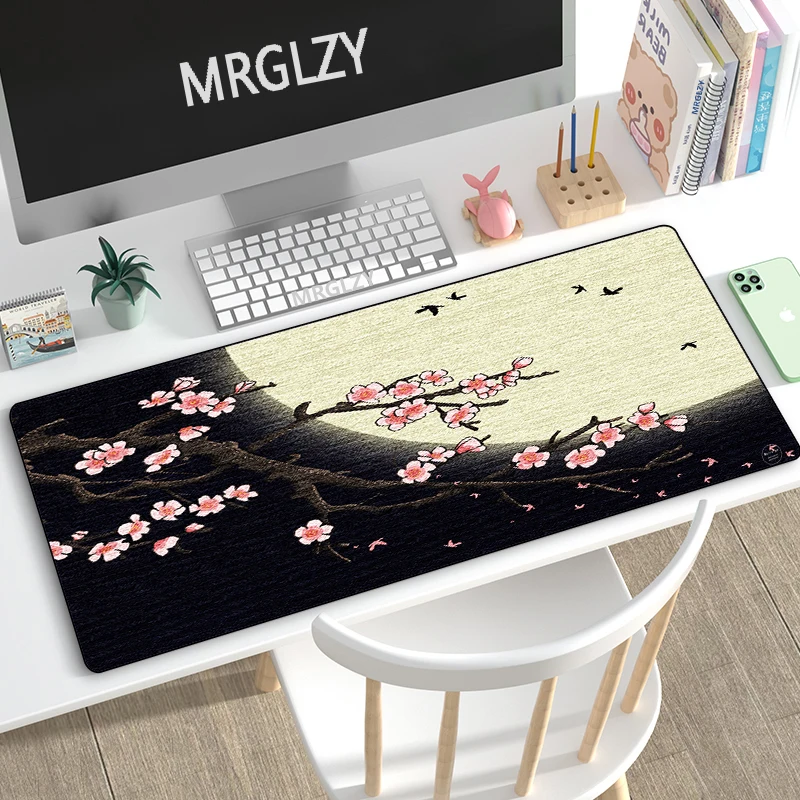 

Sakura Ink Painting Art Mouse Pad Large Mousepad Chinese style Gaming Accessoroes MouseMats Laptop Gamer Desk Mat Carpet for PC