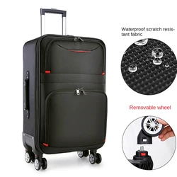 Valise Trolley Noire de Grande Capacité, Étanche et Durable, avec Poignées de Calandre Oxford, Roue Tournante Amovible, Mot de Passe, 30 Pouces, 20 Pouces