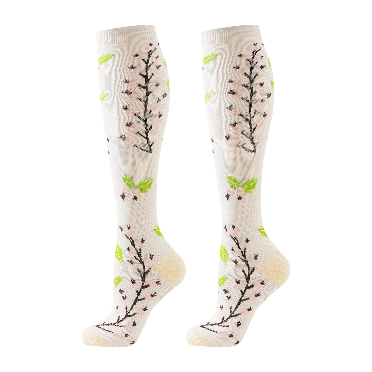 Calcetines de compresión con flores para mujer, medias deportivas para enfermera, correr, 6 pares