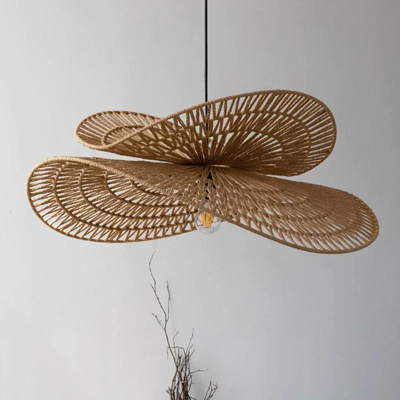 Wabi-sabi Style Pendant Lights Rattan Hand-woven Lamp Restaurant Home Decor Bedroom Living Room Creative Dining Room Chandeliers