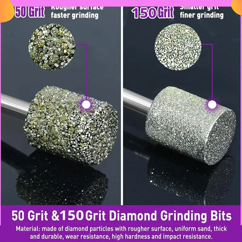 

A23P Набор для резьбы по камню Алмазная шлифовальная насадка, совместимая с Dremel, зернистость 50, 24 шт., набор для полировки, алмазные насадки