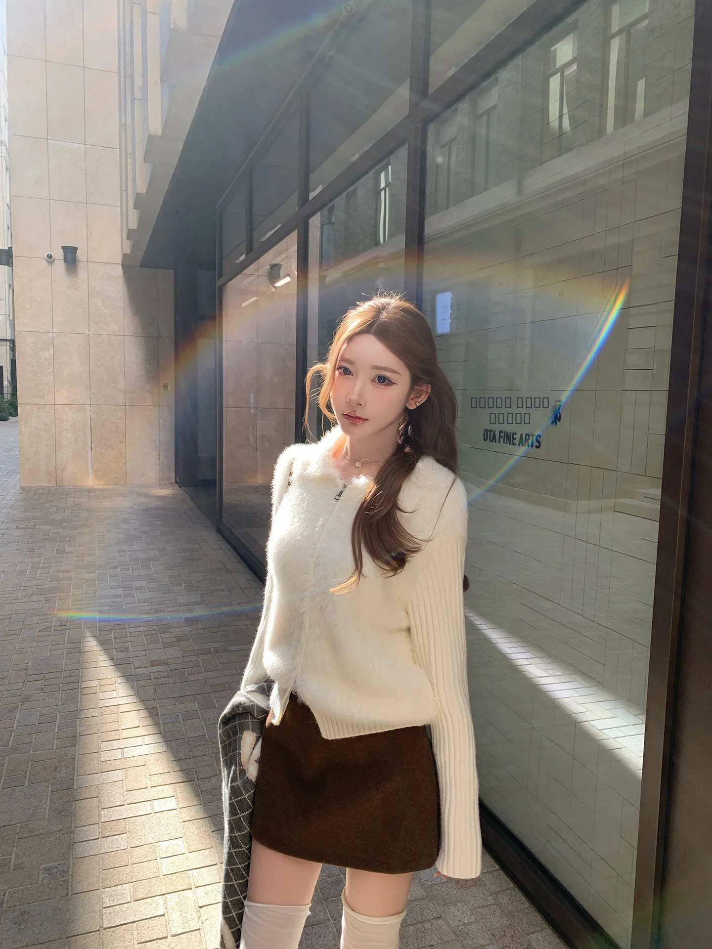 

Chen Dauyu Women's Thiened Woolen Knitted Sweater with Collar Autumn Winter Outerwear Inner Match Mink Velvet Cardigan