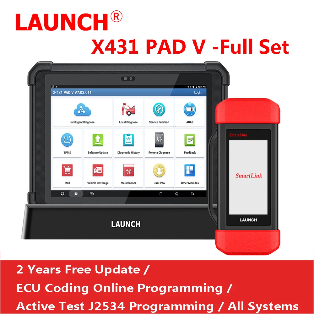 LAUNCH X431 PAD V ECU Diagnostic Tool Online Programming Coding Full Systems TPMS Reset PAD 5 J2534 CAN FD Auto Car OBD2 Scanner