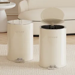 8/12L Round Stainless Steel Pedal Trash Can Kitchen Living Room Trash Can With Lid Bedroom Toilet Paper Towel Basket