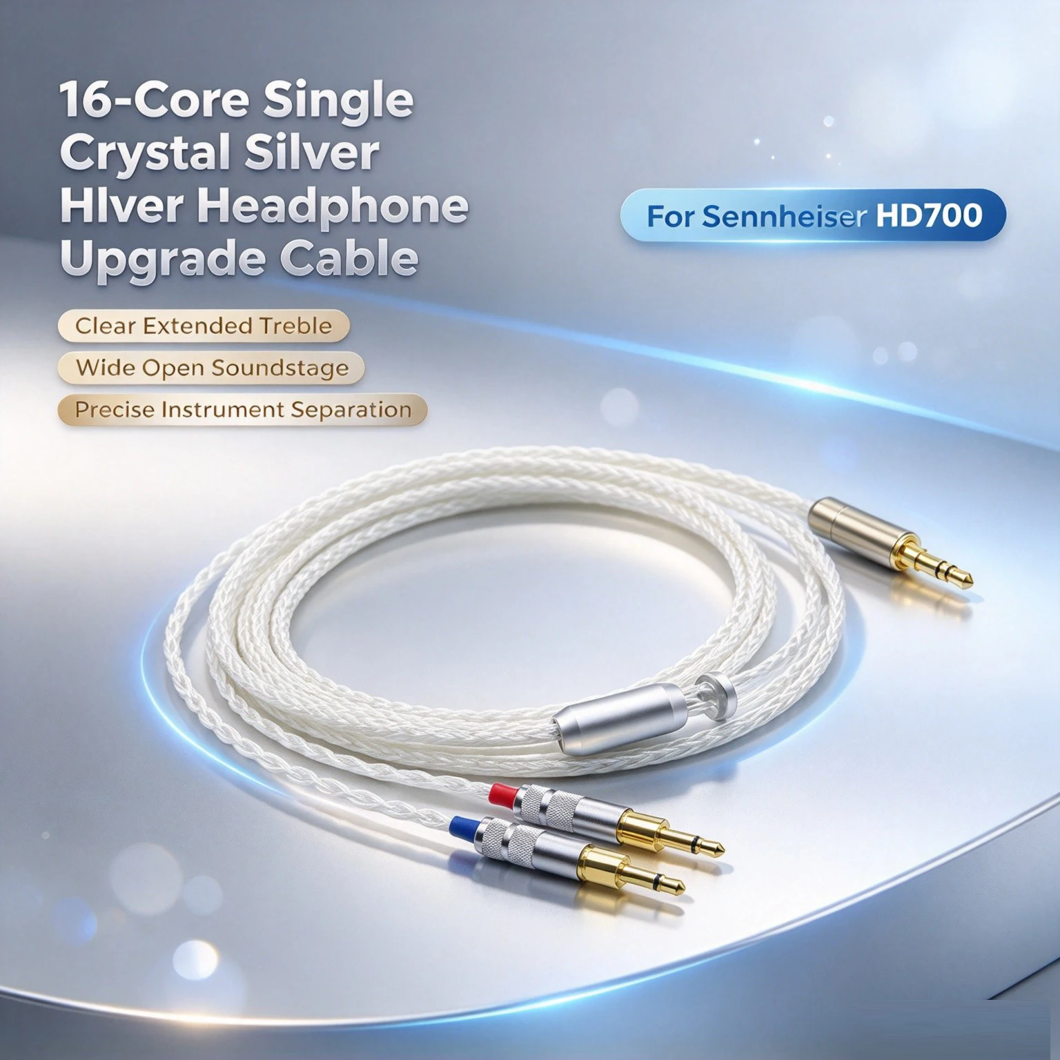 16 Core Silver Balance 3.5 XLR 4.4mm male Headphone Earphone Cable hifi For Sennheiser HD700 hd 700 Earphone Cord