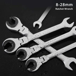 8-28MM Tubing Ratchet Wrench with Open Flexible Head 72 Teeth for Car Repair Oil Wrenches Hand Tool