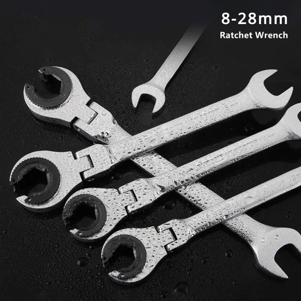 Chave de Catraca com Cabeça Flexível Aberta 72 Dentes para Reparação Automóvel Chaves de Óleo Ferramenta de Mão 828 mm
