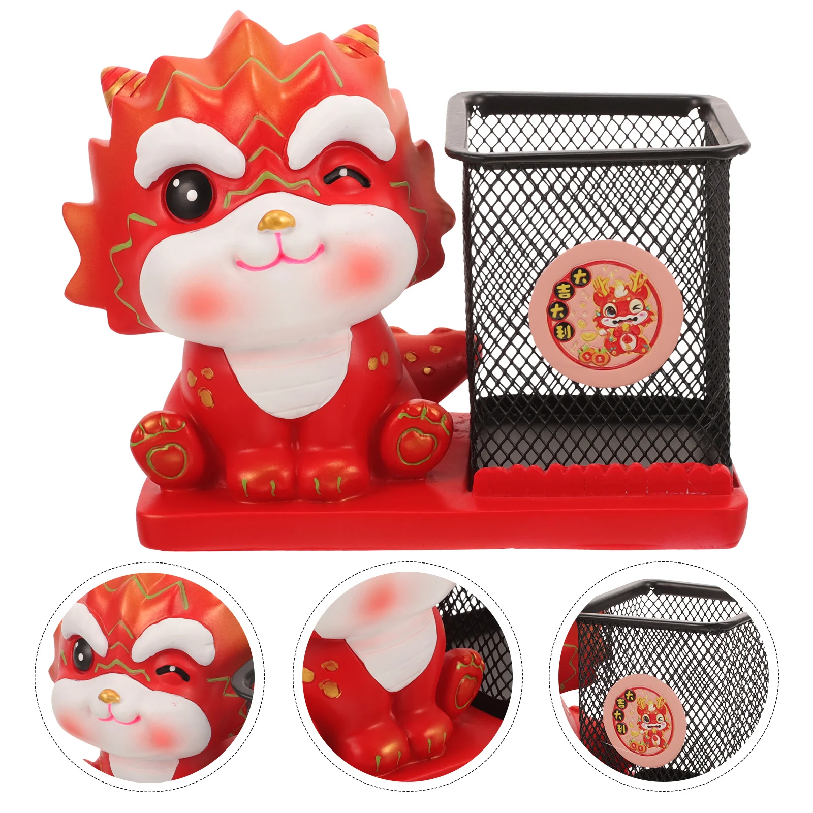 

Adorable Dragon Pen Holder Resin Desktop Container Practical and Decorative New Year Gift Pen Holder for Desk Cute