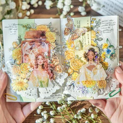 Mr Paper, 6 styles, Spring Flower Messenger Series Spring Girl Theme PET Stickers, DIY Handbook Decorative Stickers
