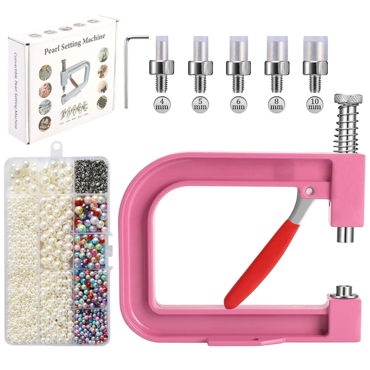Pearl Setting Machine Hand Press DIY Craft Accessories with Beads Screw Heads for Clothes/Bags/Skirt Setting Machine Accessories