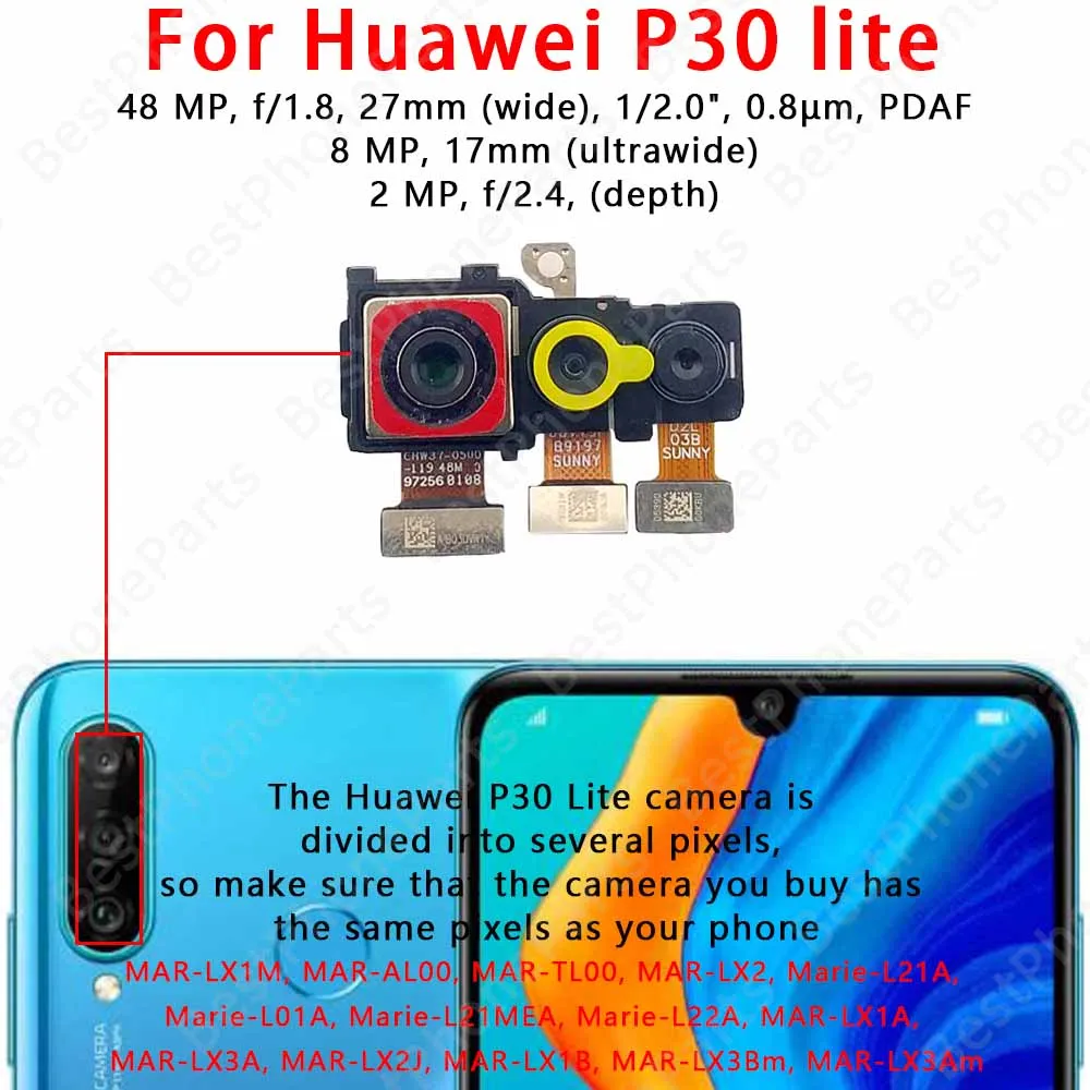 Front and Rear Back Camera For Huawei P30 Lite P30Lite Main Facing