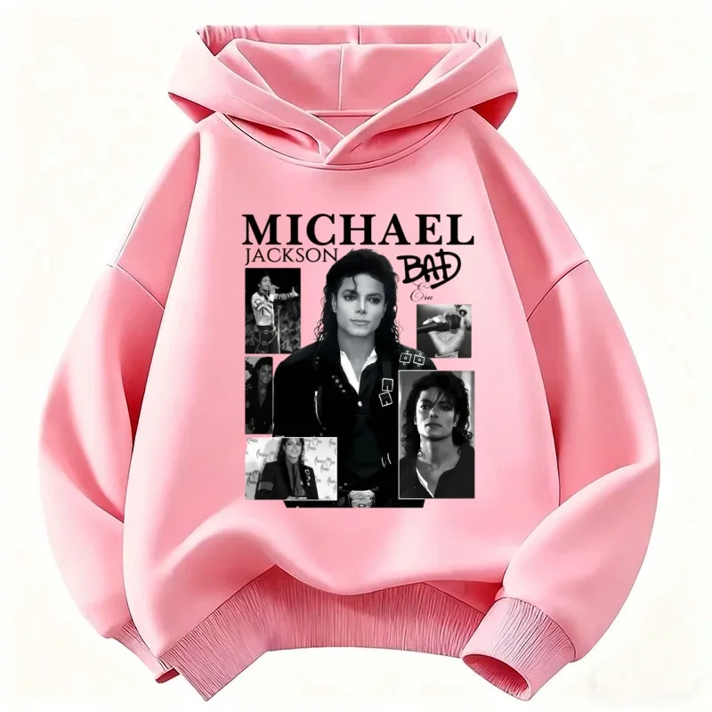 Michael Jackson BAD Album Print Kids Hoodie, Unisex, Vintage Hip Hop Pullover Hooded Sweatshirt, Casual Streetwear Top