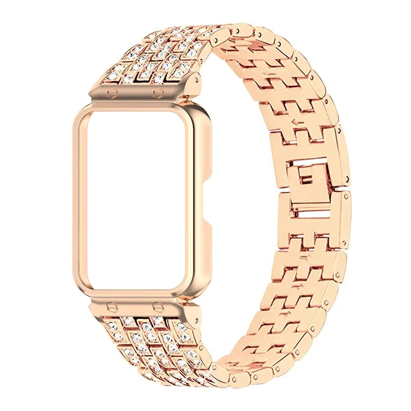 Strap Case Protector for Samsung Galaxy Fit 3 Diamond Metal Bracelets for samsung galaxy fit 3 Watchband Protective Shell Cover