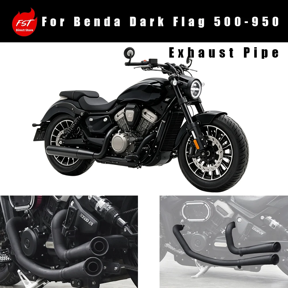 Full Stainless Steel Handmade Full System Dual Outlet Exhaust for Benda Dark Flag 500-950, Deep Tone Mod Parts