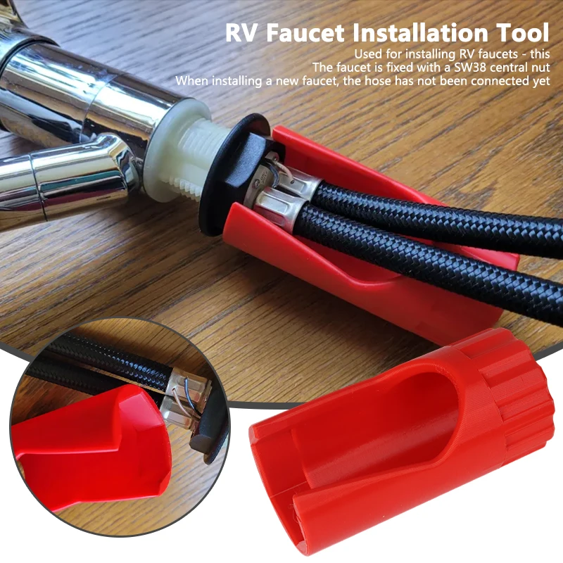 

Durable Red RV Faucet Installation Tool With A SW38 Central Nut For Faucet Installation And Tap Installation Tool RV Accessories