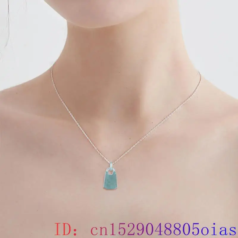 Kalung liontin kunci Jadeite biru Myanmar hadiah Talisman untuk wanita jimat perhiasan asli Choker ukiran pria giok Burmese alami