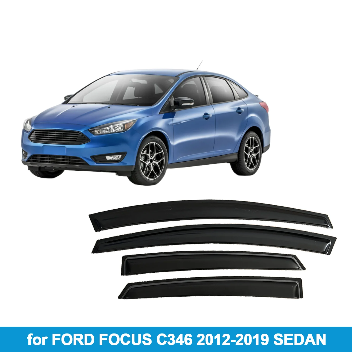 

Оконный козырек для FORD FOCUS C346 2012-2019 SEDAN EUROPE, защита от дождя, боковой дефлектор, защита от атмосферных воздействий, лента для наружного крепления
