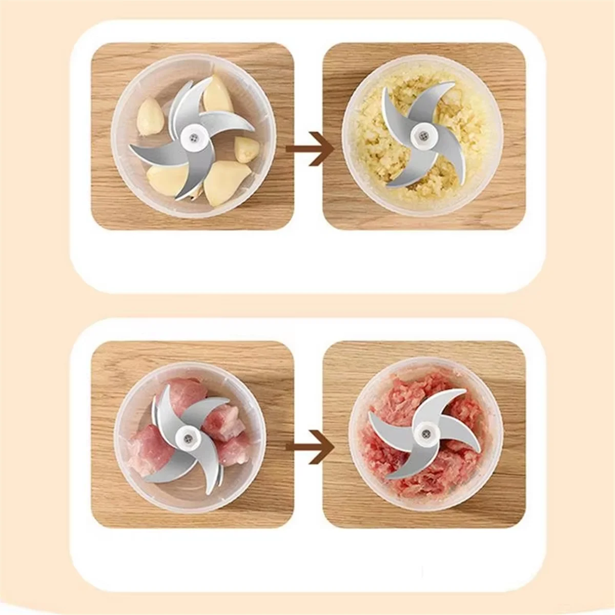 A04I USB Rechargeable Electric Food Chopper - Mini Garlic , Meat Grinder, Vegetable Masher, Kitchen Gadget