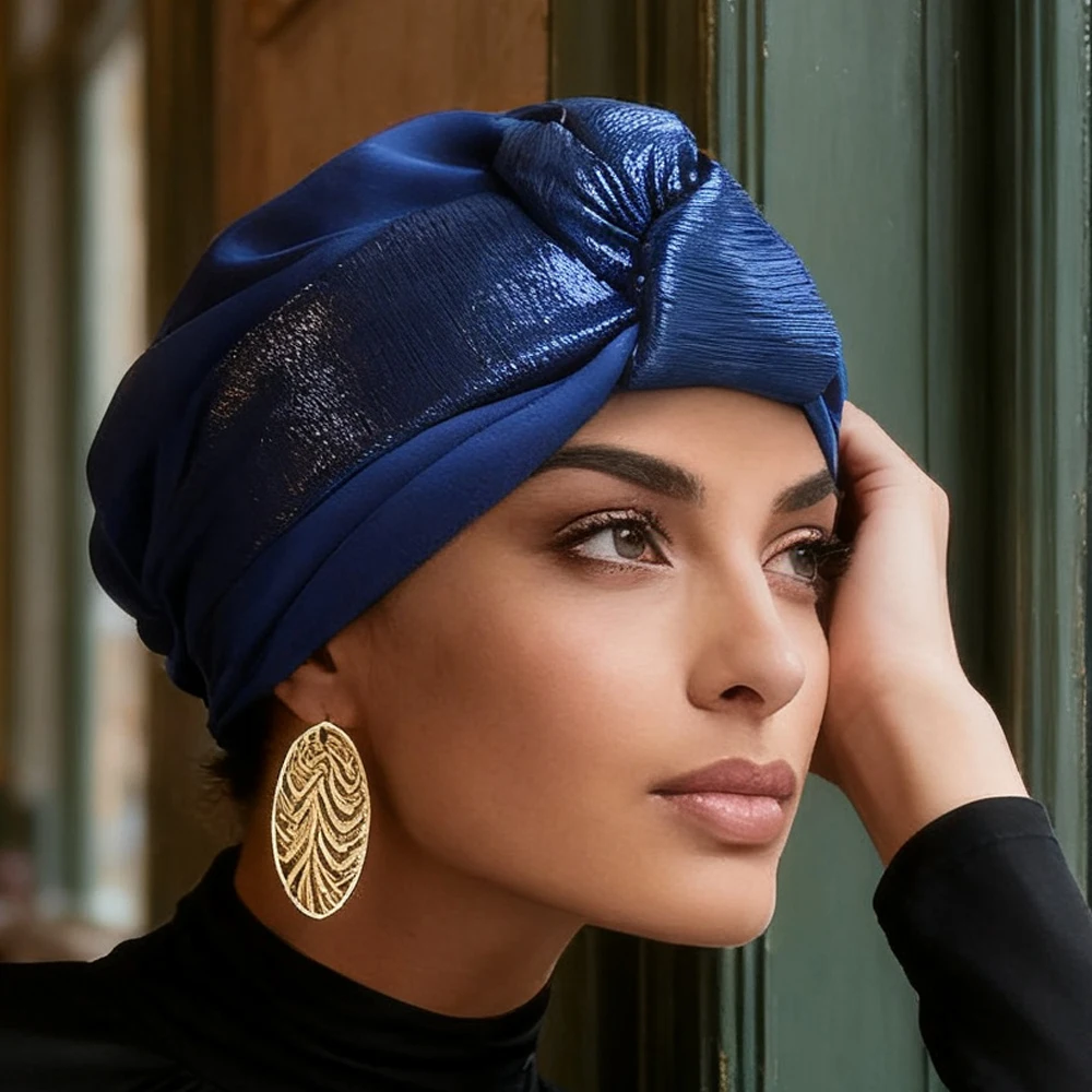 

Мусульманский женский тюрбан с узлом, женская бандана, свадебный головной убор, вечерние головные уборы, женские модные повязки на голову, платок в африканском стиле, авто геле