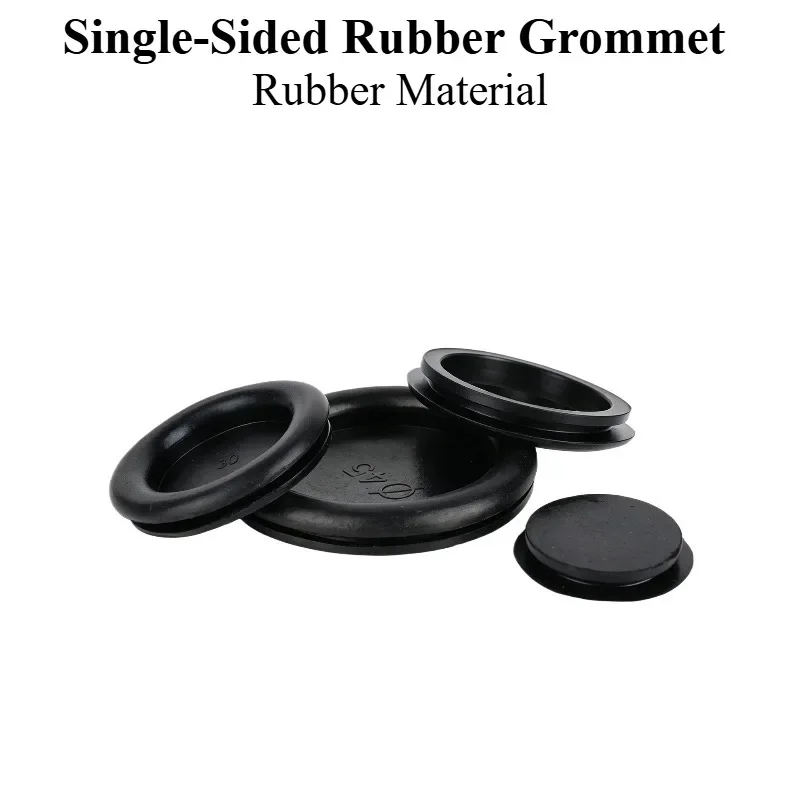 14-100mm Single-Sided Rubber Grommet Black Wire Protector for Electrical Panel Hole Waterproof Seal Ring 10-100Pcs