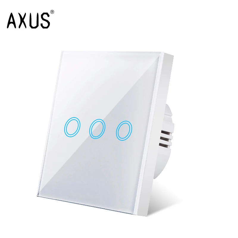 Axus EU Touch Switch AC100-240V LED Tempered Glass Wall Light Sensor Switch 1/2/3 Gang 6