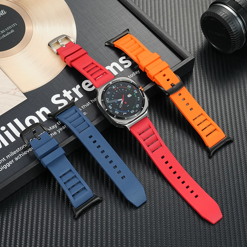 Para samsung smartwatch galaxy watch ultra/7 pulseira de relógio fluorubber oceano ultra pulseira de substituição esportes corrente de relógio à prova dwaterproof água