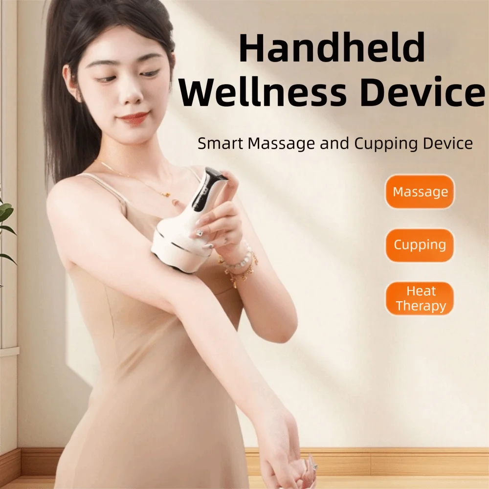 USB Rechargeable Handheld Abdominal Massager Adjustable Guasha Cupping Intensity Meridian Brush Arm Leg Massage Scraping Device