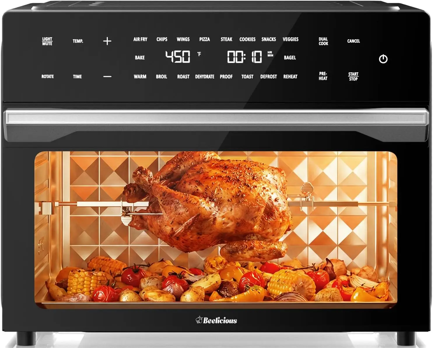 19-in-1 Digital Air Fryer and Toaster Oven Combo, 32QT Extra Large Capacity, Convection Countertop Oven with Rotisserie and Dehy