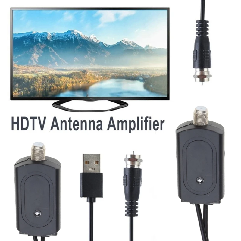 Penguat Antena Kuat Penguat Sinyal 25dB 1,5C-2V / Hitam