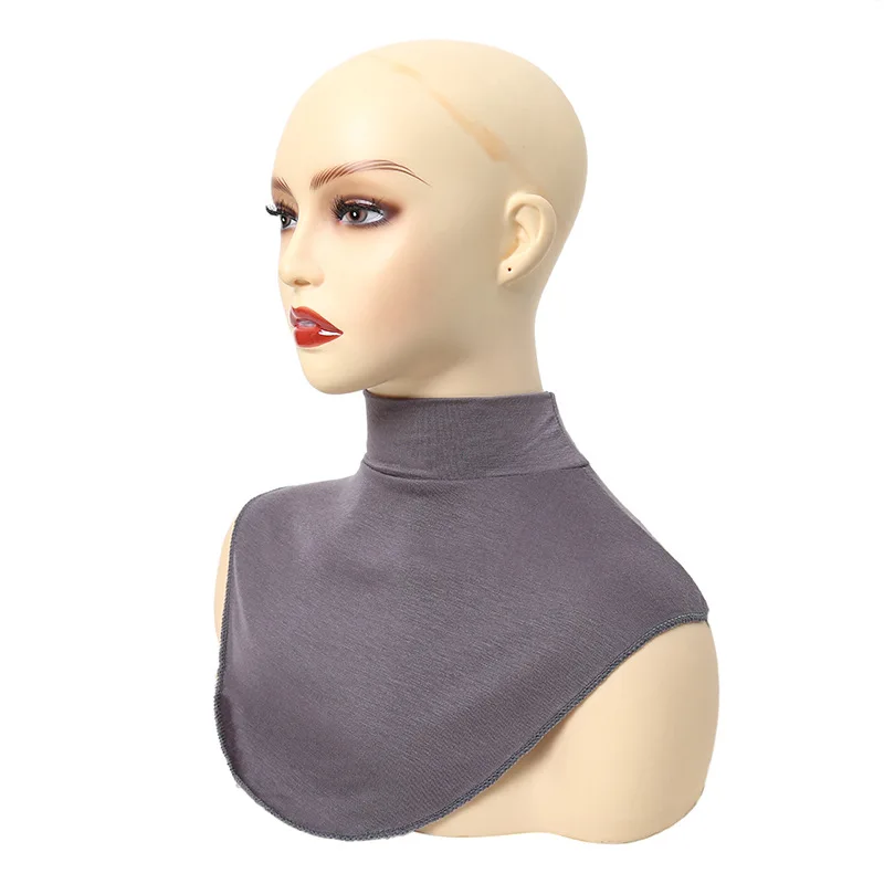 Womens Modal Turtleneck Fake Collar Islamic Hijab Extensions Solid Color Mock Neck Half Top Blouse Detachable Hijab Neck Warmer