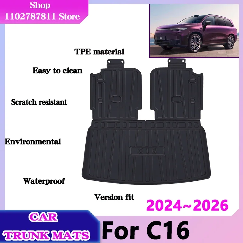 

Car Trunk Floor Mat For Leapmotor C16 Accessories 2024 2025 2026 Waterproof Antifouling Protect Liner TPE Cushion Storages Pad